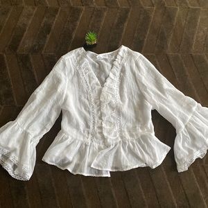 White Bell Sleeve Top